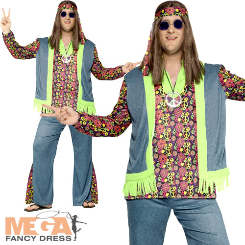 Men's Hippie 1960s 1970s Groovy Peace Costume