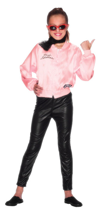 Girls 1950s Grease Movie Pink Ladies Jacket Fancy Dress Costume
