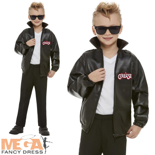 Shop 50s Boys Grease T Birds Leather Look Jacket Mega Fancy Dress Mega Fancy Dress UK