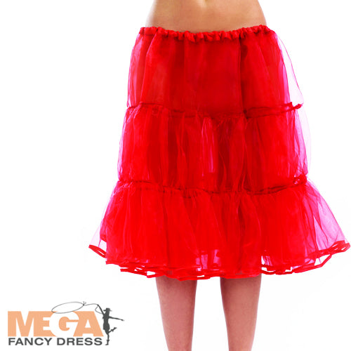 Ladies Long Red Underskirt Petticoat 50s Accessory Skirt