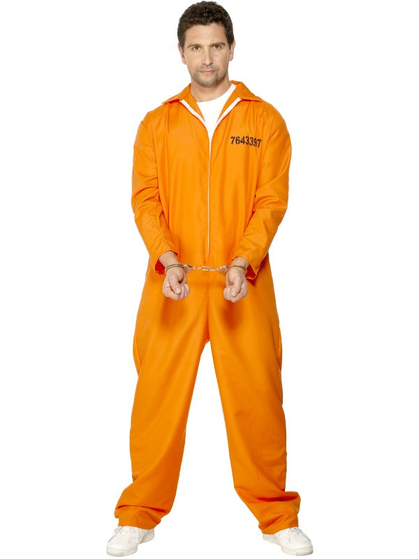 Escaped Prisoner Men's Orange Boiler Suit Costume