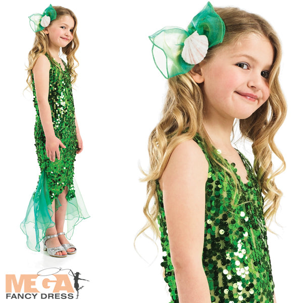 Girls Little Mermaid Fairytale Book Character Fancy Dress Costume