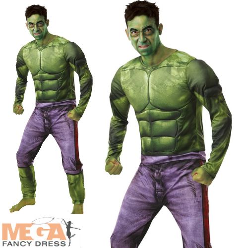 Men's Hulk Marvel Superhero Comic Book Fancy Dress Costume