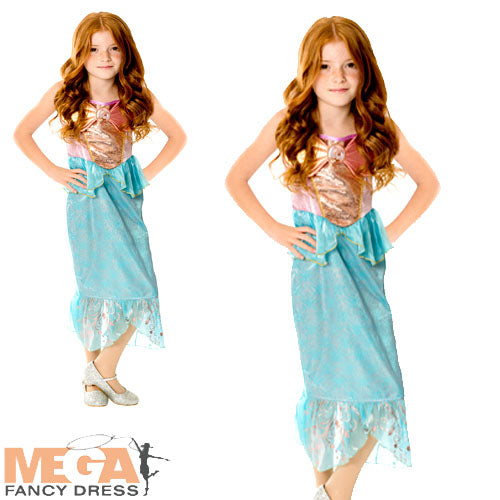 Girls Deluxe Princess Ariel Little Mermaid Fancy Dress Costume