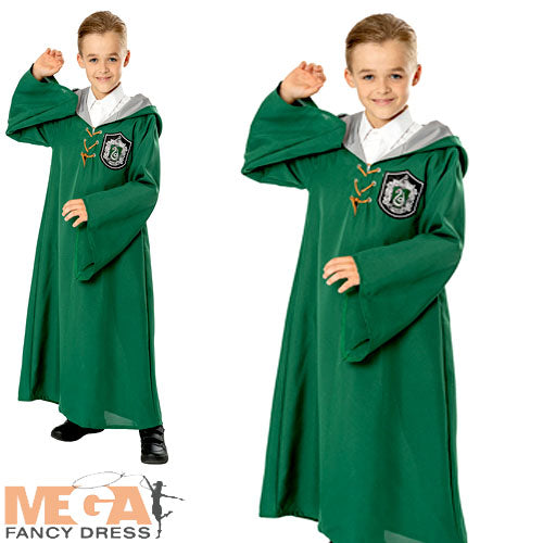 Boys Slytherin Quidditch Robe Harry Potter Fancy Dress Halloween Costume