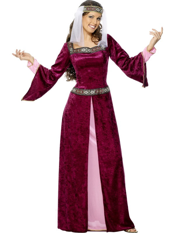 Ladies Maid Marion Medieval Robin Hood Fancy Dress Costume