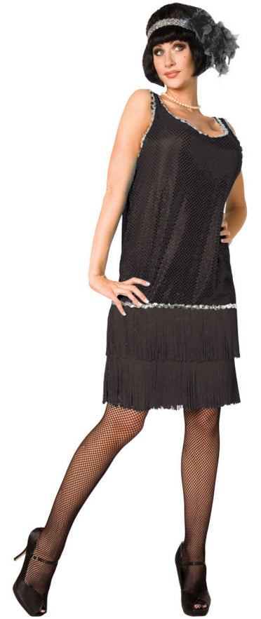 Black Flapper Ladies Fancy Dress 1920s Fashion