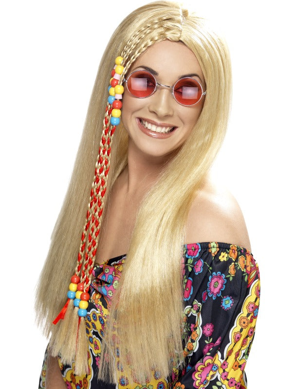 Long Blonde Hippie Wig for 60s Retro Costume