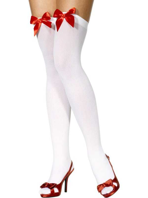 White Stockings with Red Bows Fashion Accessory