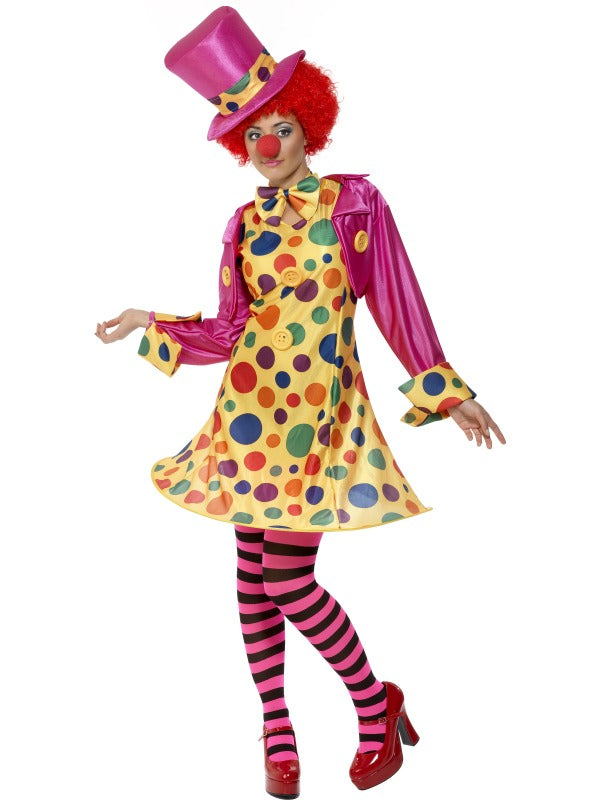 Ladies Polka Clown Circus Fancy Dress Fun Carnival Costume