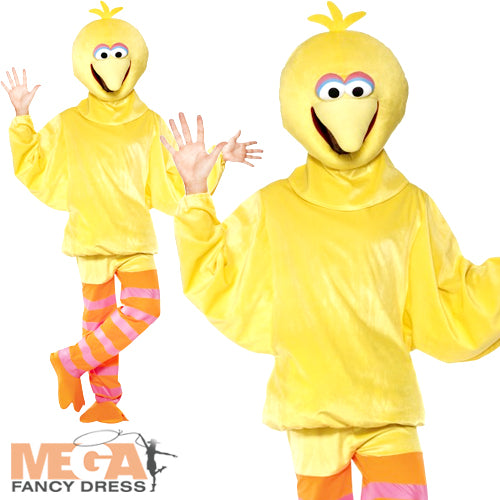 Mens & Ladies Big Bird Sesame Street Yellow Bird 80s Fancy Dress TV Costume