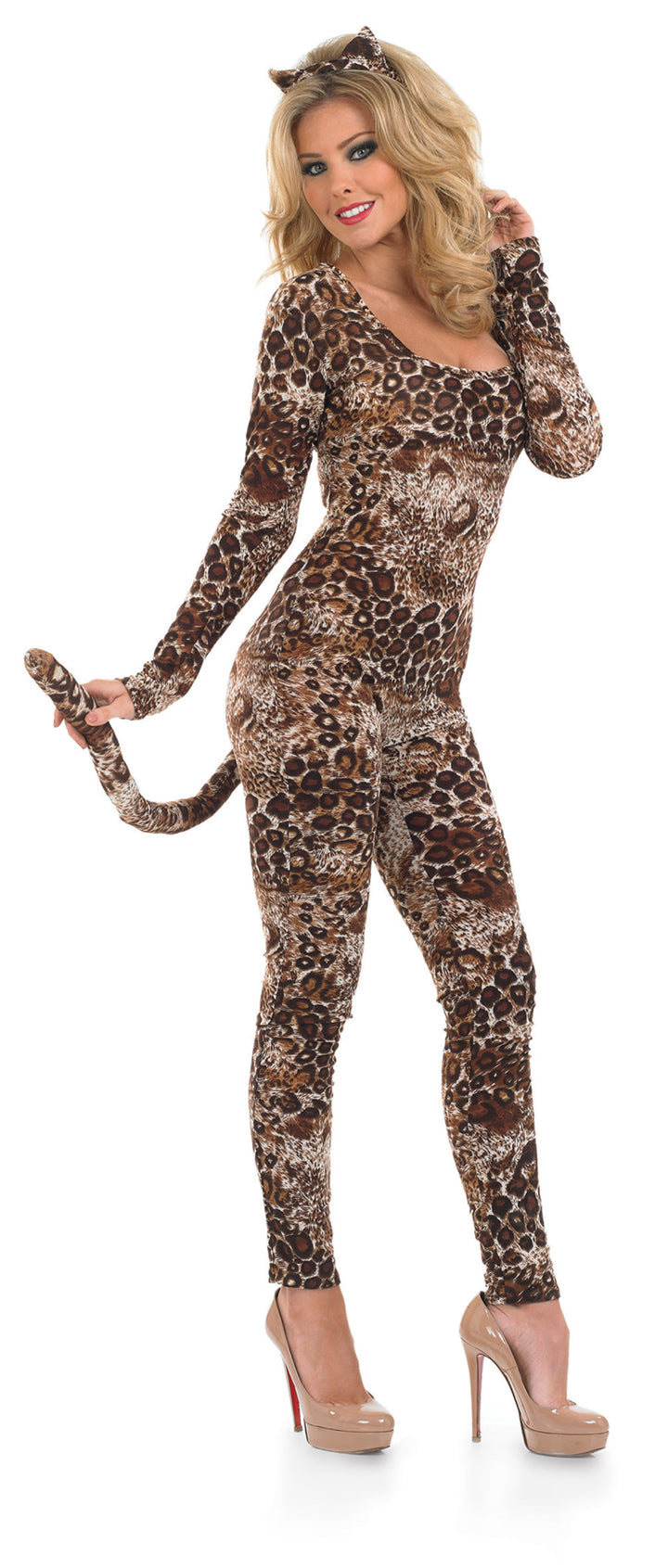 Ladies Sexy Leopard Catsuit Wild Cat Bodysuit Costume