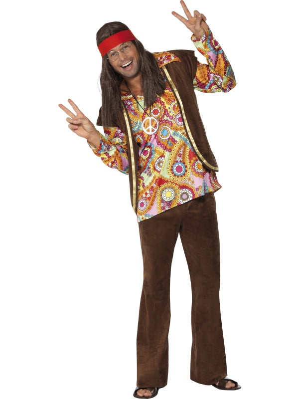 Men's 60s Psychedelic Hippie 70s Groovy Peace Fancy Dress Costume