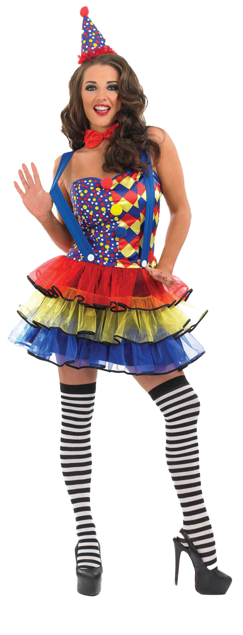 Ladies Circus Clown Carnival Costume + Hat