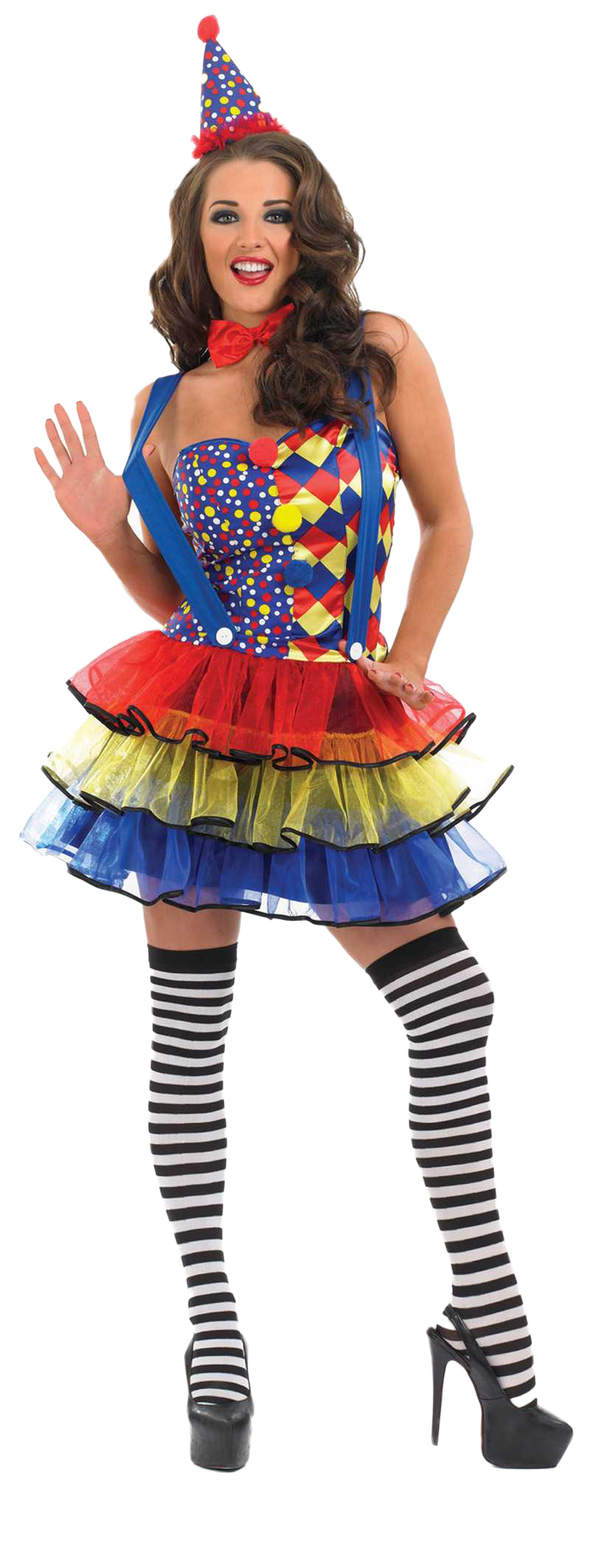 Ladies Circus Clown Carnival Costume + Hat
