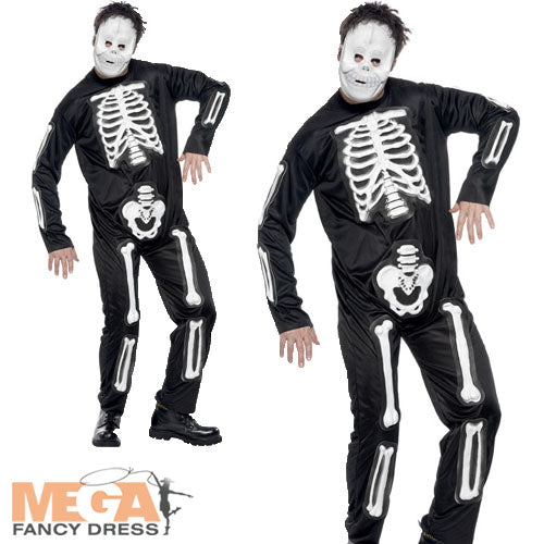 Shop Mens Skeleton Jumpsuit Costume Creepy Outfit Mega Fancy Dress Mega Fancy Dress UK