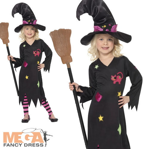 Girls Cinder Witch Halloween Fancy Dress Costume