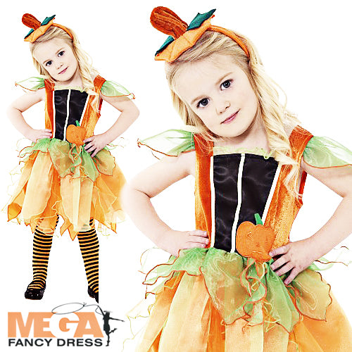 Girls Pumpkin Fairy Hat Fancy Dress Halloween Costume