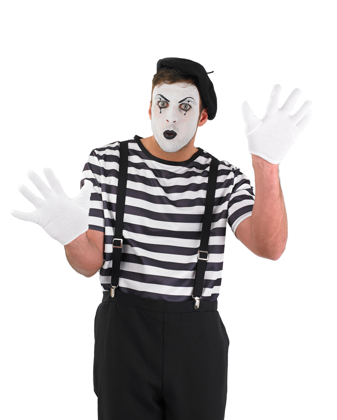Mens French Clown Mime Street Artist Circus Carnival Costume
