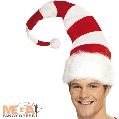 Adults Striped Santa Hat Christmas Festive Fun Accessory