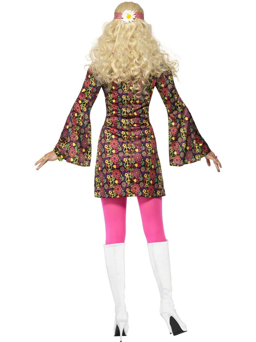 Ladies Peace Hippie 60s 70s Hippy 1960s Fancy Dress Costume