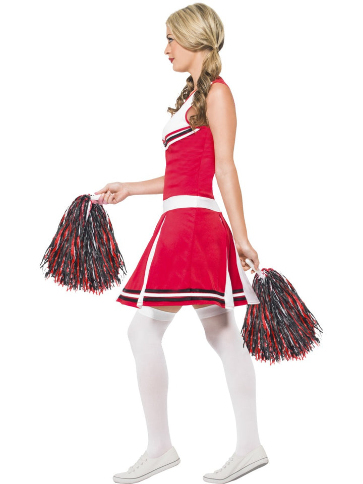 Ladies Cheerleader Sports Uniform Costume + Pom Poms