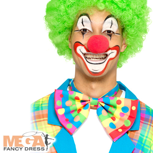 Adults Big Rainbow Clown Bowtie Circus Accessory