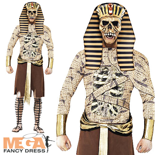 Mens Zombie Pharaoh Egyptian Halloween Horror Fancy Dress Costume