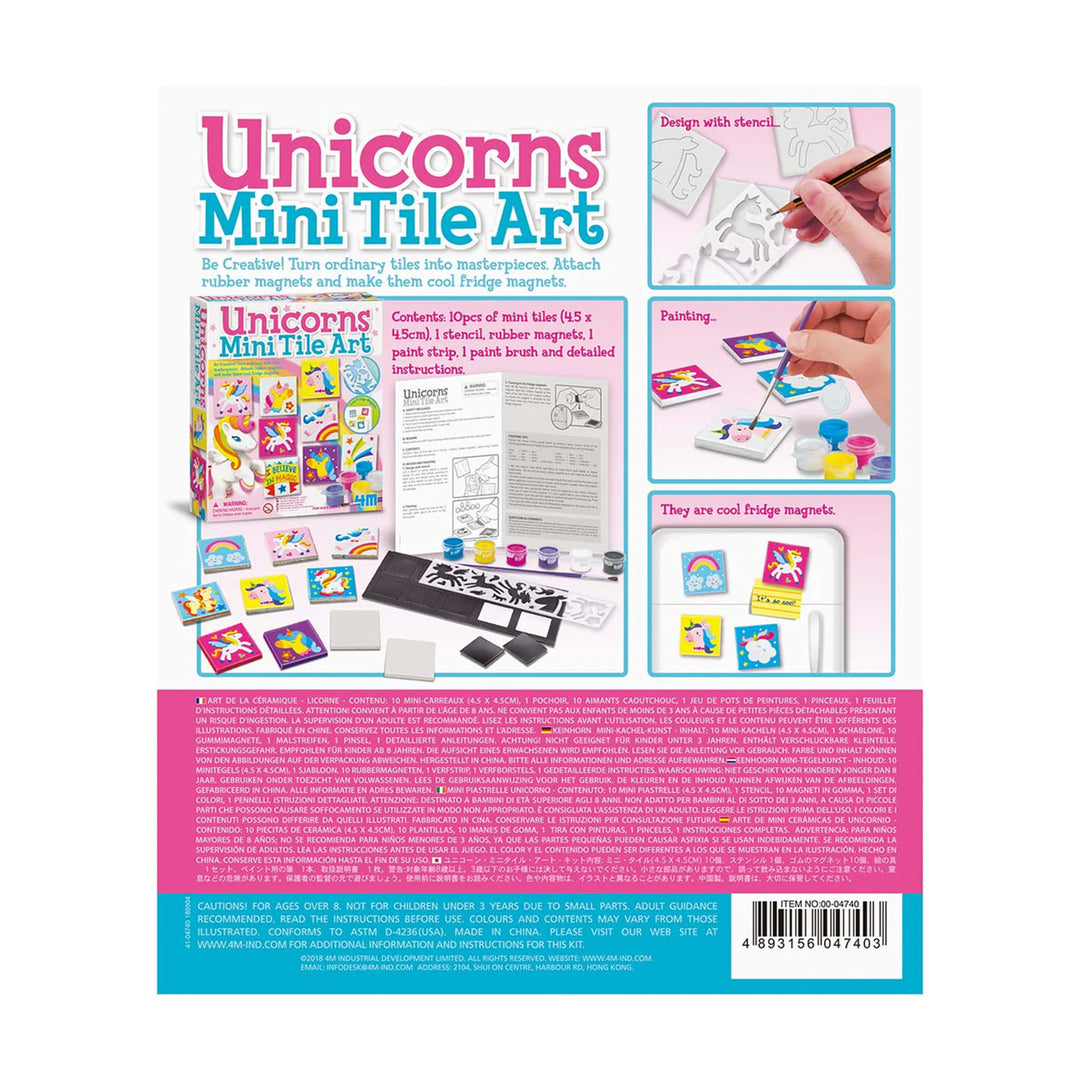 Unicorns Mini Tile Art Kids Fridge Magnet Arts & Crafts Set