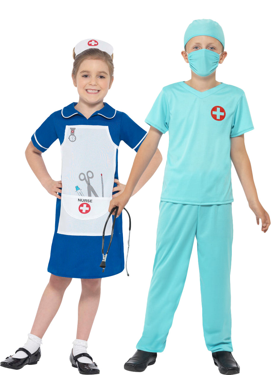 Kids Doctors Scrubs Role Play Fancy Dress Costume