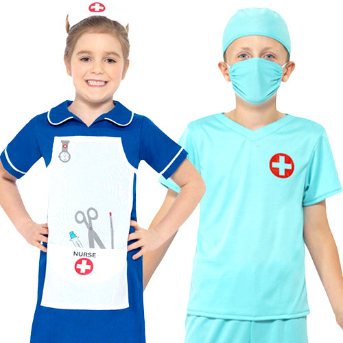 Kids Doctors Scrubs Role Play Fancy Dress Costume