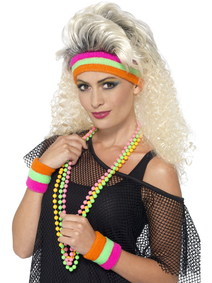 Adults 80s Neon Sweatbands 1980s Dance Sports Fancy Dress Costume Accessory