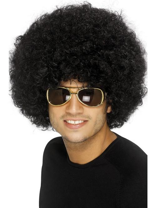 Adults 1970s Black Funky Afro Wig