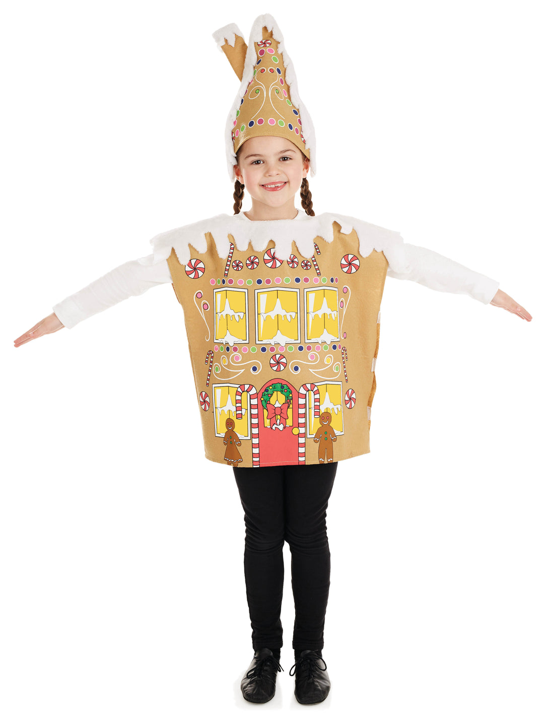 Kids Gingerbread House Fancy Dress Christmas Xmas Food Costume