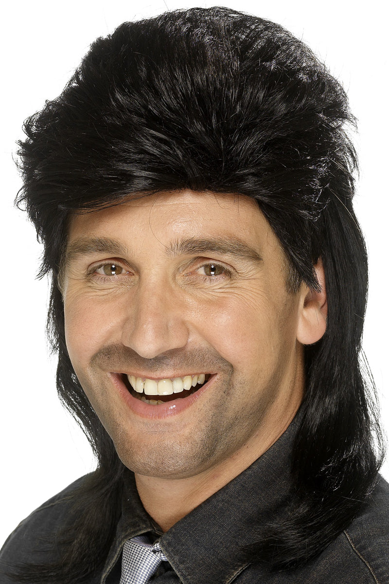 Black Mullet Mens Wig Retro Hairstyle Accessory