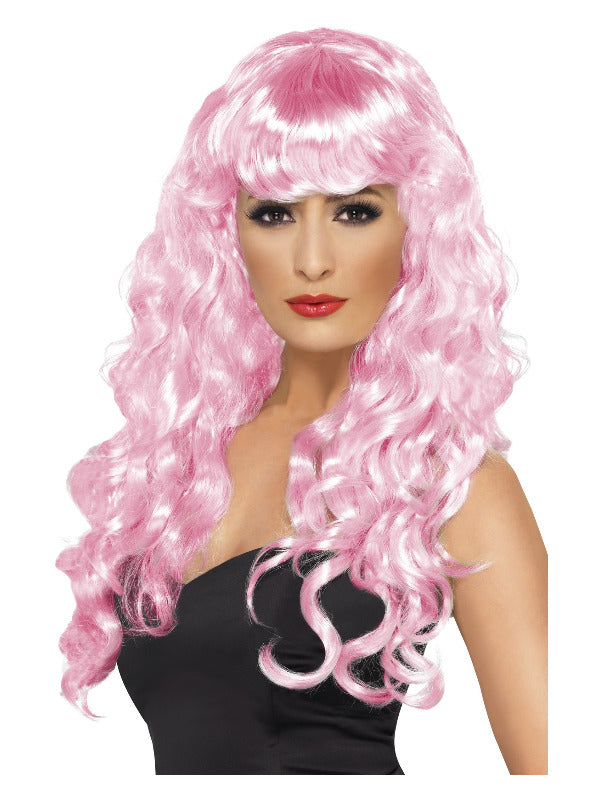 Pink Siren Long Curly Wig Fantasy Hair Accessory