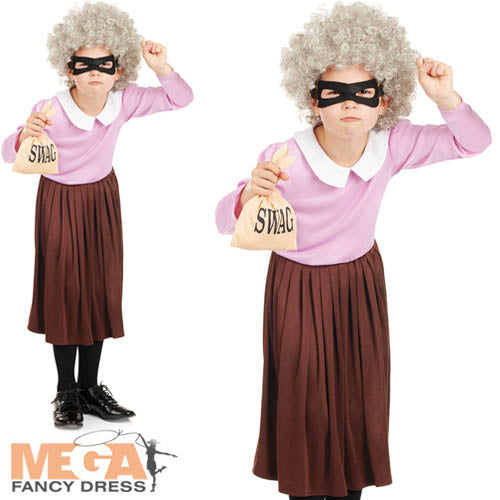 Burglar Granny Girls Fancy Dress Novelty Costume