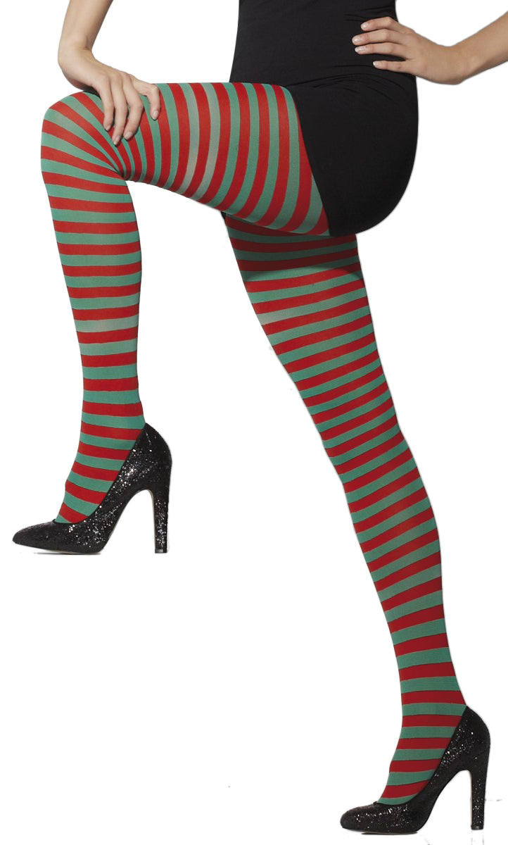 Red and Green Opaque Ladies Tights