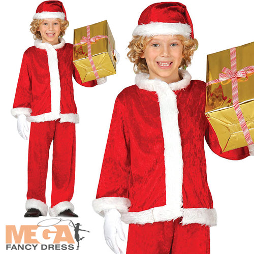 Boys Father Christmas Santa Claus Festive Xmas Costume