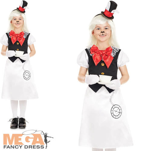 Girls Miss White Rabbit Wonderland Fairy Tale Book Day Costume