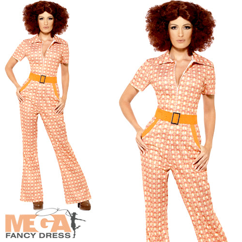 Ladies Authentic 70 s Chic Groovy Night Fever Fancy Dress Costume