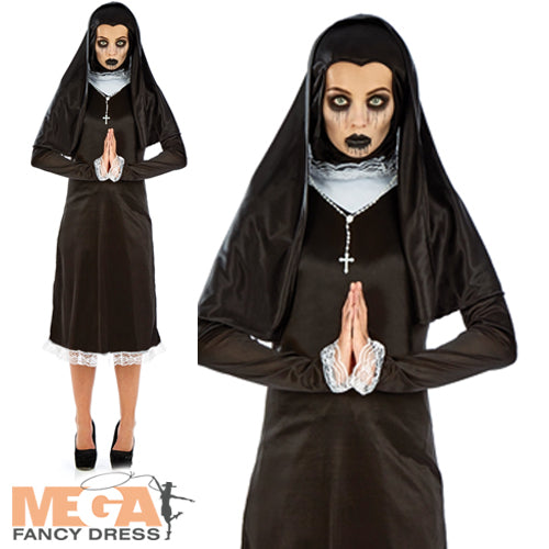 Dark and Mysterious Gothic Nun Ladies Costume