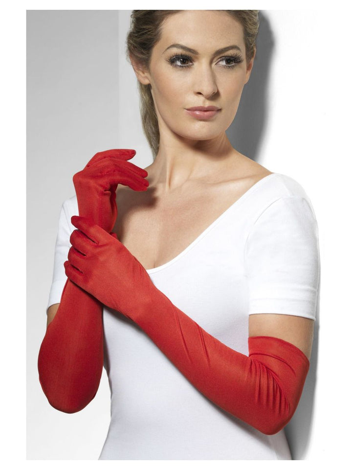 Red Elbow Gloves Elegant Costume Accessory