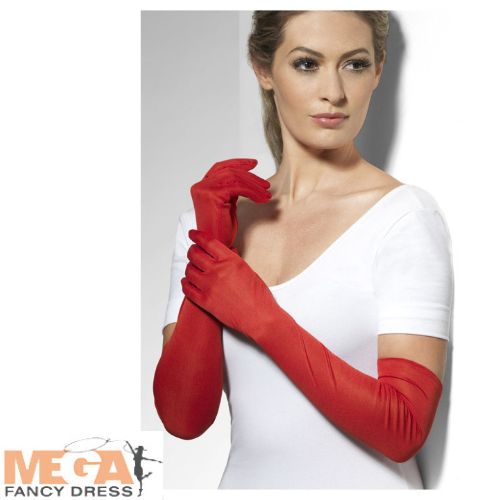 Red Elbow Gloves Elegant Costume Accessory