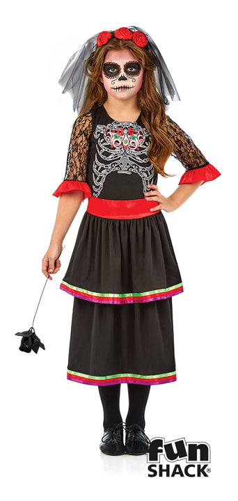 Girls Day Of The Dead Mexican Sugar Skeleton Halloween Costume