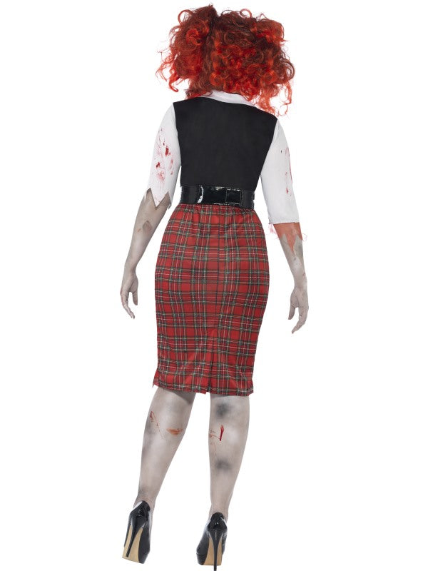 Curves Spooky Zombie School Girl Ladies Costume