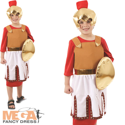 Boys Roman Soldier Fancy Dress Ancient Greek Warrior Gladiator Costume