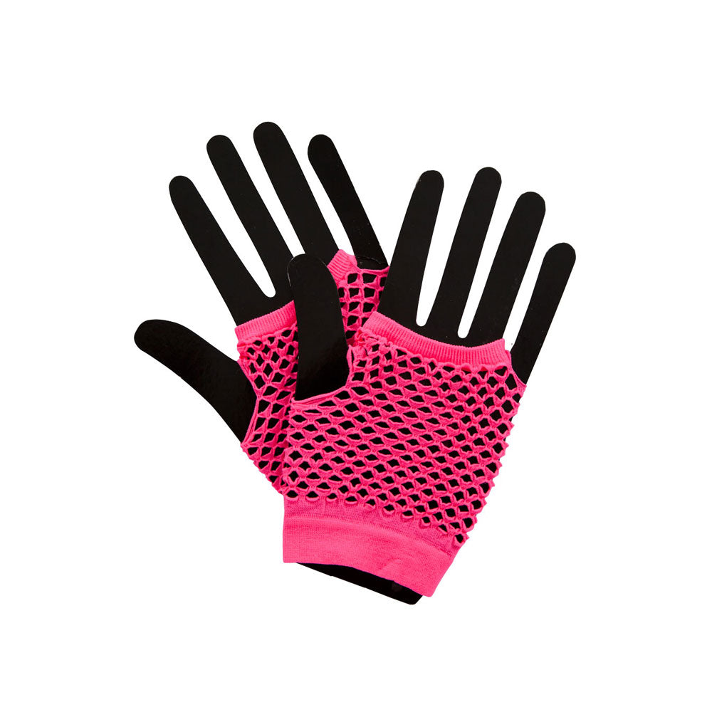 Short 80's Net Gloves - Neon Pink Retro Accessory