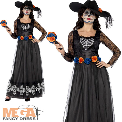 Day of the Dead Themed Skeleton Bride Ladies Costume