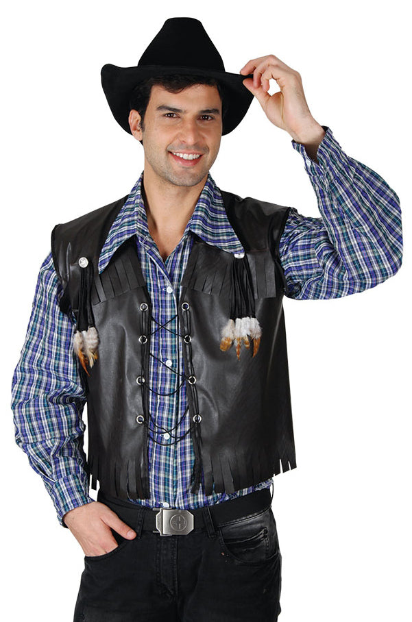 Men's Deluxe Cowboy Waistcoat Rodeo Western Costume